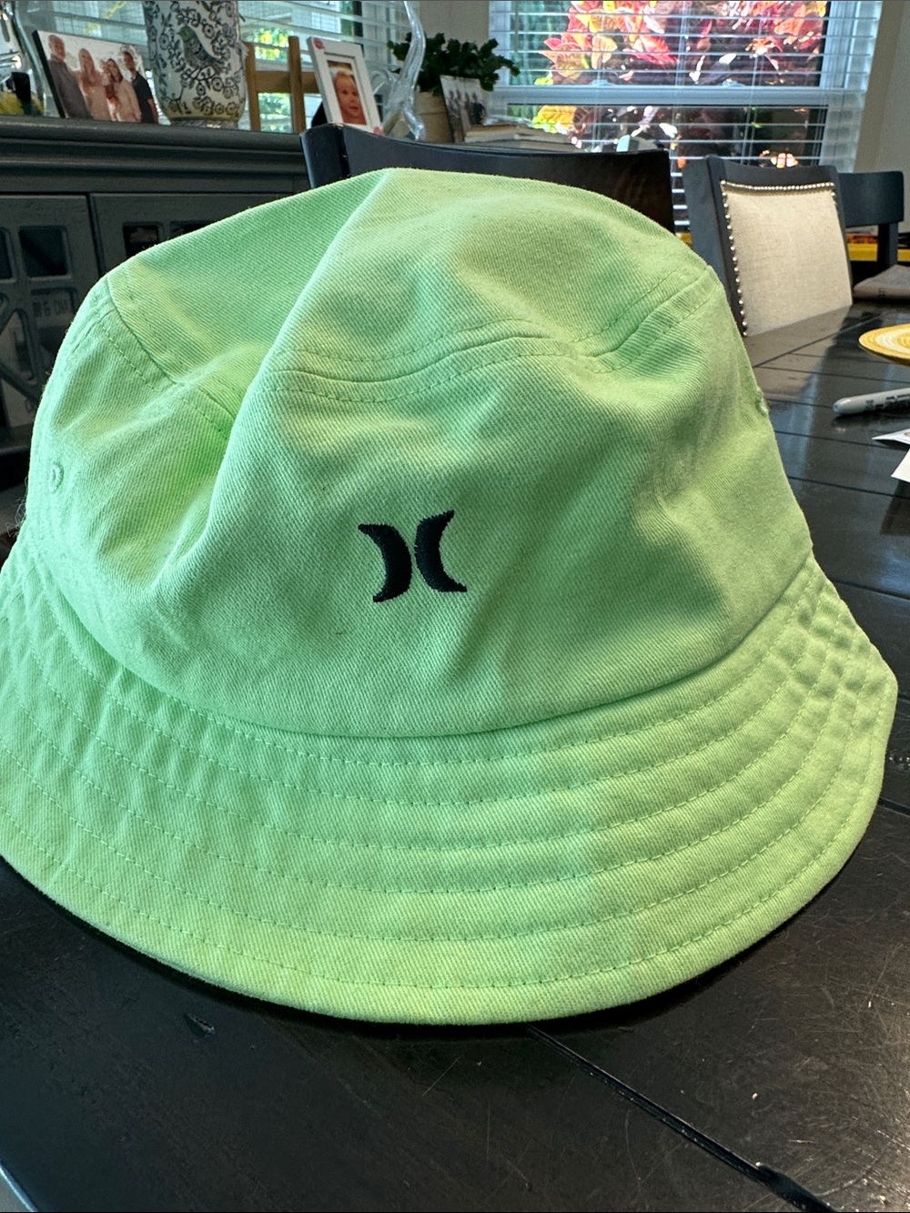 Hurley Lime Green Canvas Bucket Hat with Black Logo